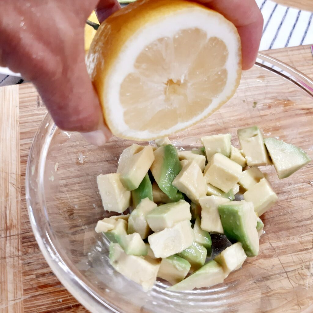 gamberoni con avocado e melone